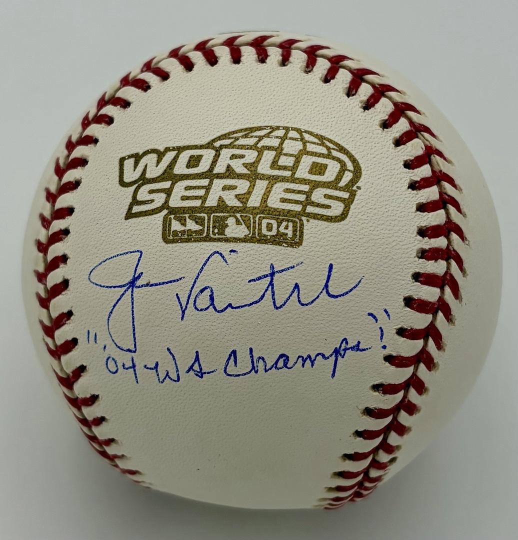 Jason Varitek signed 2004 World Series baseball w/inscription (Red Sox) - JSA COA